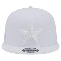 Casquette Snapback 9FIFTY Main Blanc sur Blanc New Era Dallas Cowboys pour hommes