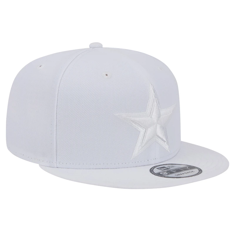 Casquette Snapback 9FIFTY Main Blanc sur Blanc New Era Dallas Cowboys pour hommes