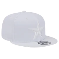Casquette Snapback 9FIFTY Main Blanc sur Blanc New Era Dallas Cowboys pour hommes