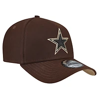 Casquette ajustable New Era Dallas Cowboys marron foncé, modèle Burnt Wood A-Frame 9FORTY pour homme