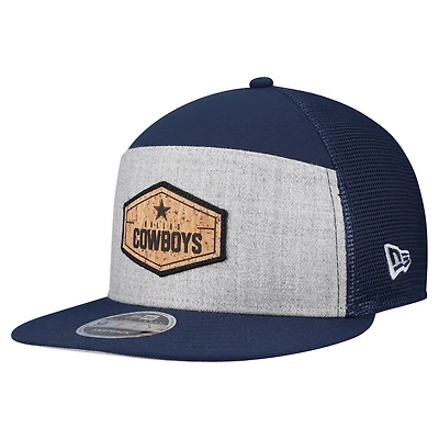 Men's New Era Gray/Navy Dallas Cowboys Cork Split Panel 9FIFTY Trucker Snapback Hat