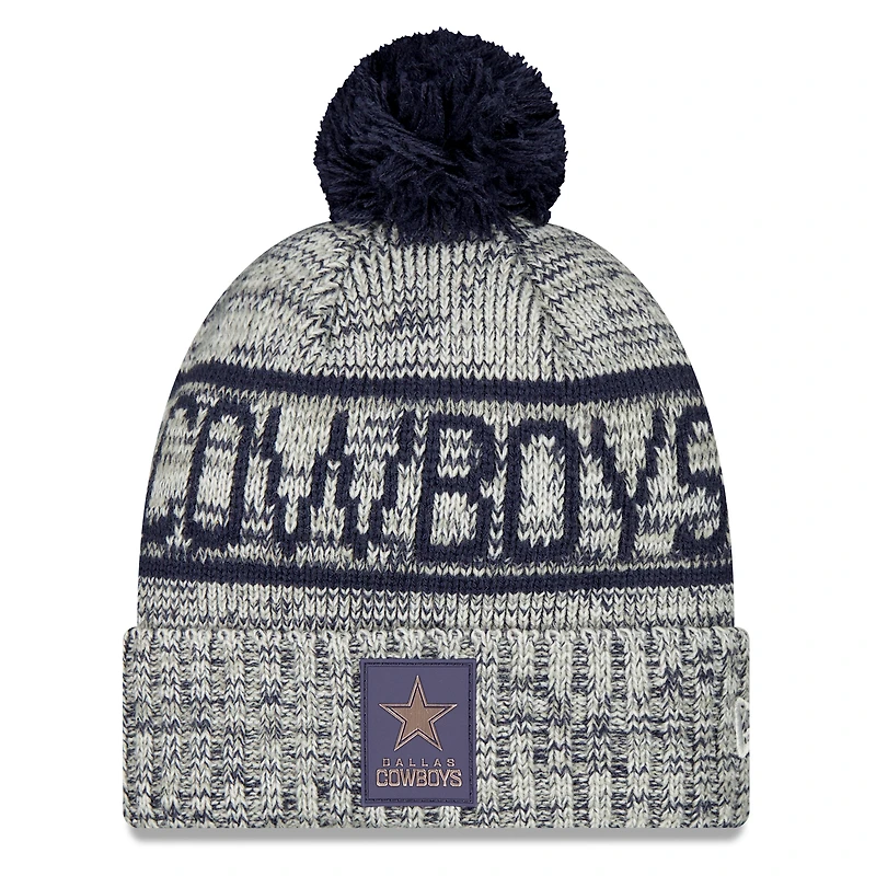 Men's New Era Gray Dallas Cowboys 2025 Sideline Cold Weather Cuffed Knit Hat with Pom