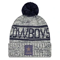 Men's New Era Gray Dallas Cowboys 2025 Sideline Cold Weather Cuffed Knit Hat with Pom