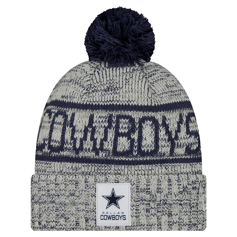 Men's New Era Gray Dallas Cowboys 2025 Sideline Cuffed Knit Hat with Pom