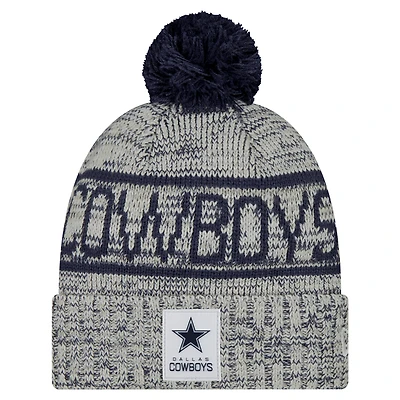 Men's New Era Gray Dallas Cowboys 2025 Sideline Cuffed Knit Hat with Pom