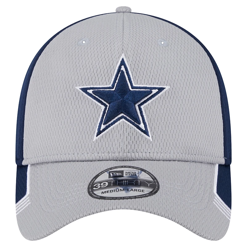Men's New Era Gray Dallas Cowboys Active Visor Trim 39THIRTY Flex Hat