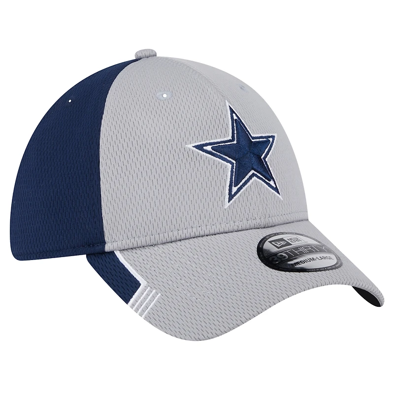 Men's New Era Gray Dallas Cowboys Active Visor Trim 39THIRTY Flex Hat