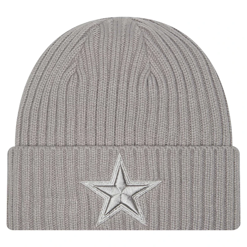 Bonnet tricoté à revers Dallas Cowboys gris pour homme New Era Color Pack