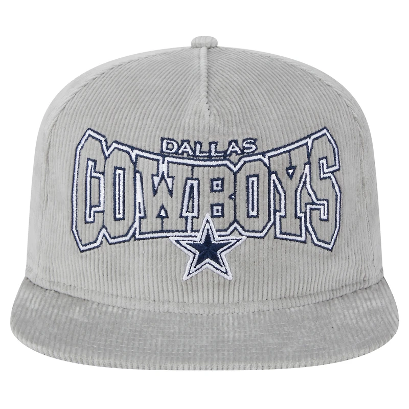 Casquette de golf ajustable en velours côtelé gris Dallas Cowboys New Era pour homme