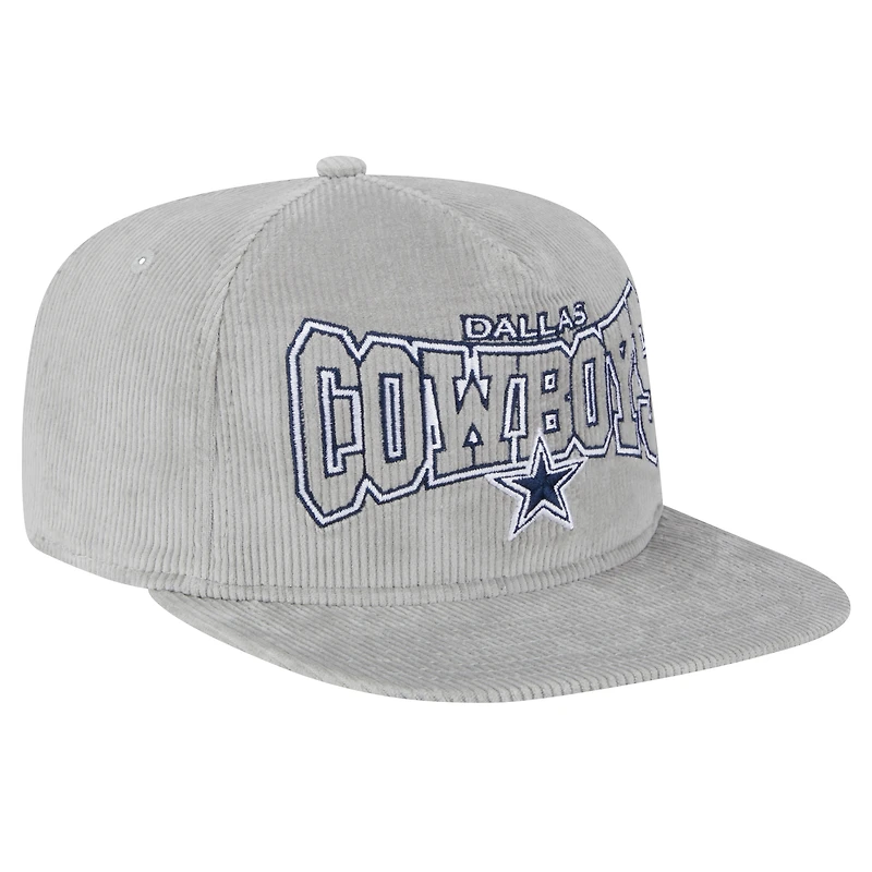 Casquette de golf ajustable en velours côtelé gris Dallas Cowboys New Era pour homme