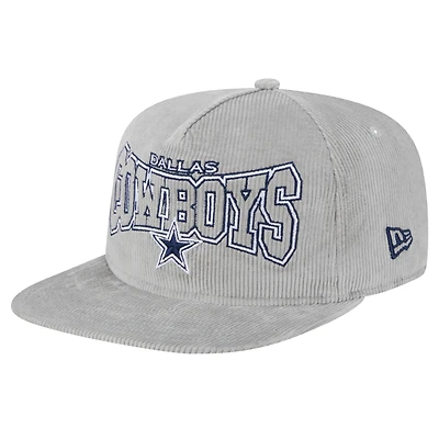Casquette de golf ajustable en velours côtelé gris Dallas Cowboys New Era pour homme