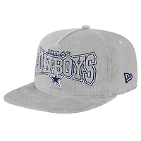 Casquette de golf ajustable en velours côtelé gris Dallas Cowboys New Era pour homme