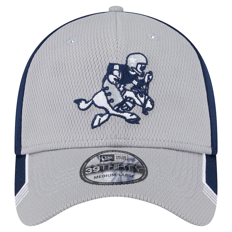 Men's New Era Gray Dallas Cowboys Retro Joe Active Visor Trim 39THIRTY Flex Hat