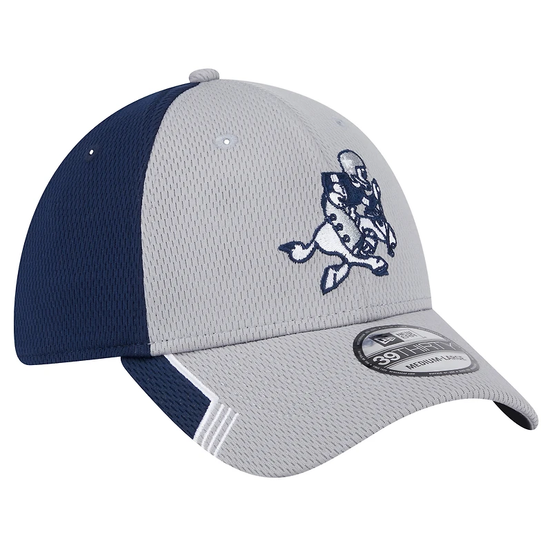 Men's New Era Gray Dallas Cowboys Retro Joe Active Visor Trim 39THIRTY Flex Hat