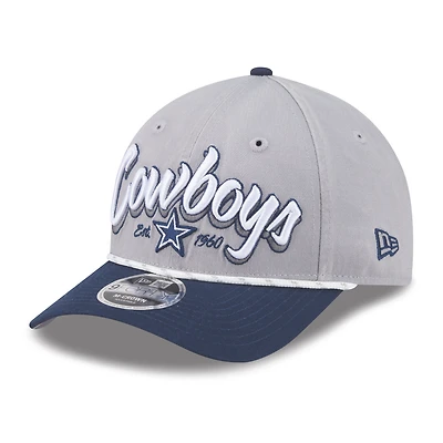 Men's New Era  Gray Dallas Cowboys Team Loyal A-Frame 9FORTY Adjustable Hat