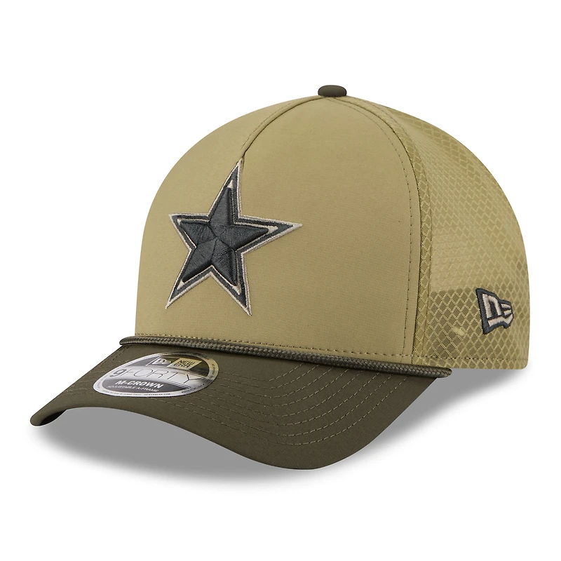 Casquette ajustable 9FORTY A-Frame M-Crown pour homme New Era verte Dallas Cowboys 2025 Salute to Service