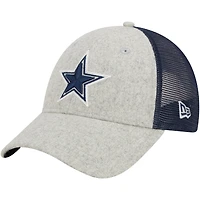 Casquette réglable New Era gris chiné/bleu marine Dallas Cowboys Pop Trucker 9FORTY pour hommes