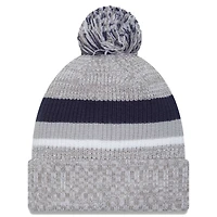 Bonnet en tricot à revers Dallas Cowboys New Era gris chiné pour hommes avec pompon