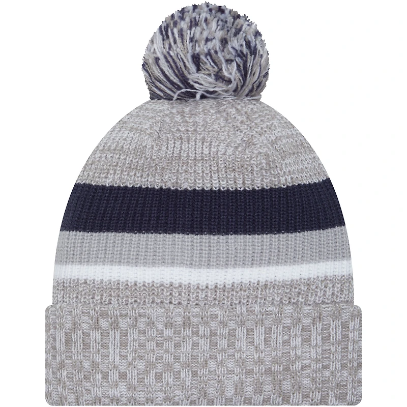 Bonnet en tricot à revers Dallas Cowboys New Era gris chiné pour hommes avec pompon