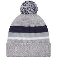 Bonnet en tricot à revers Dallas Cowboys New Era gris chiné pour hommes avec pompon