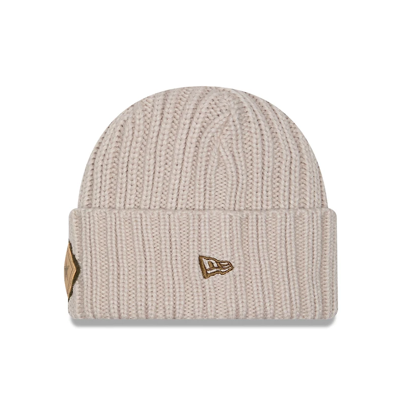 Bonnet en tricot à revers beige clair avec logo appliqué des Cowboys de Dallas New Era pour homme