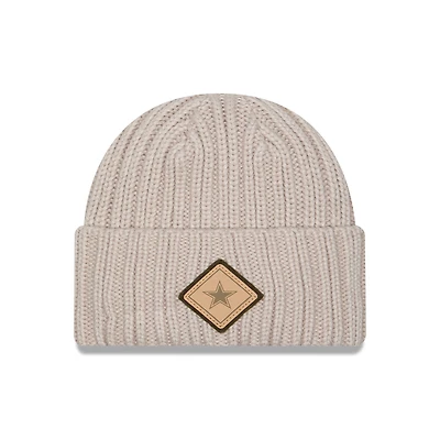 Men's New Era Light Beige Dallas Cowboys Logo Applique Cuffed Knit Hat