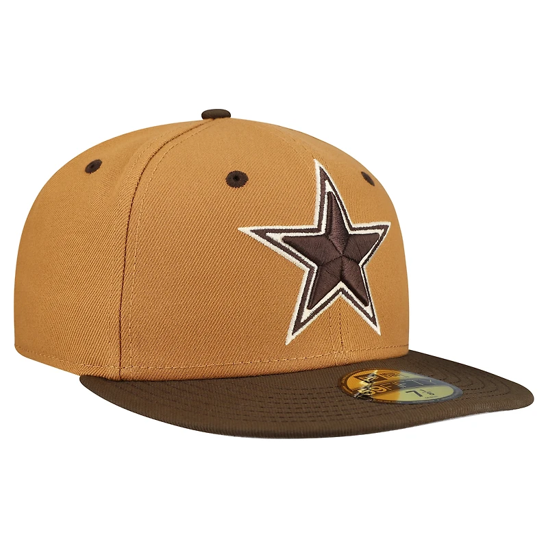 Men's New Era Light Brown/Dark Brown Dallas Cowboys Two-Tone Walnut 59FIFTY Fitted Hat
