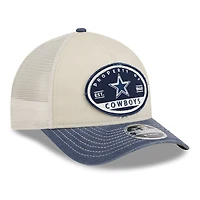 Men's New Era  Natural Dallas Cowboys Frayed M-Crown A-Frame 9FORTY Adjustable Hat