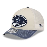 Men's New Era  Natural Dallas Cowboys Frayed M-Crown A-Frame 9FORTY Adjustable Hat