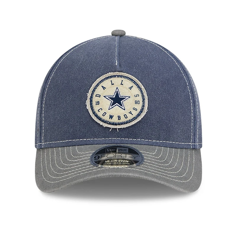 Casquette ajustable New Era 9FORTY en feutre bleu marine/gris Dallas Cowboys pour homme