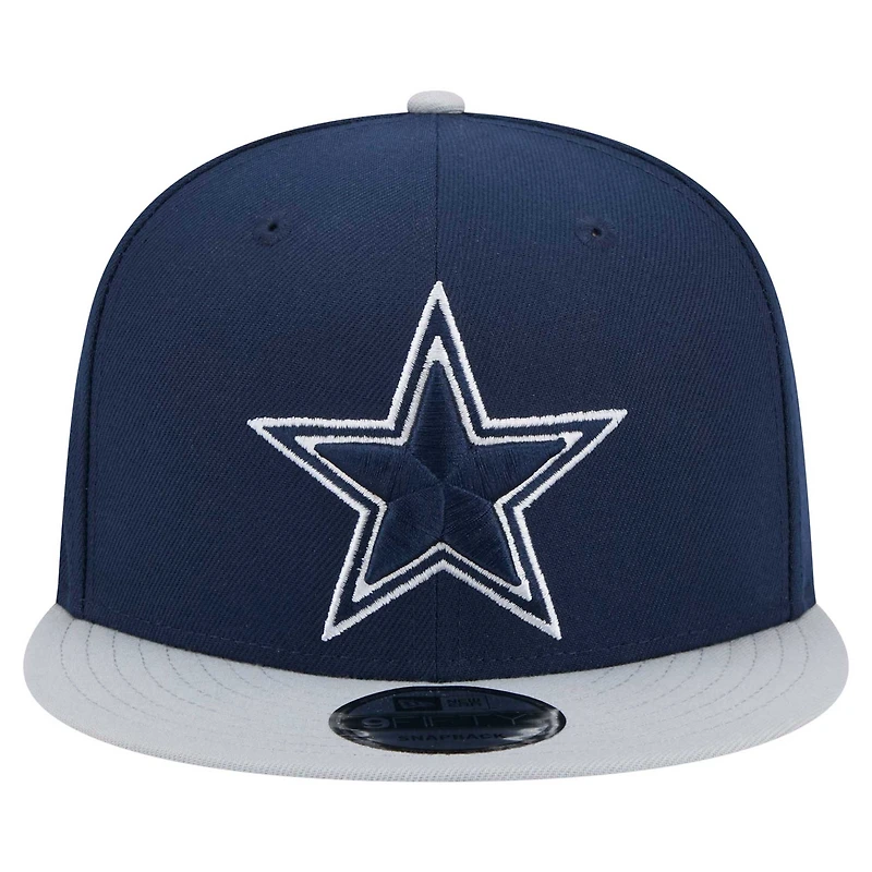 Casquette à visière snapback 9FIFTY Main des Cowboys de Dallas New Era bleu marine/gris pour homme