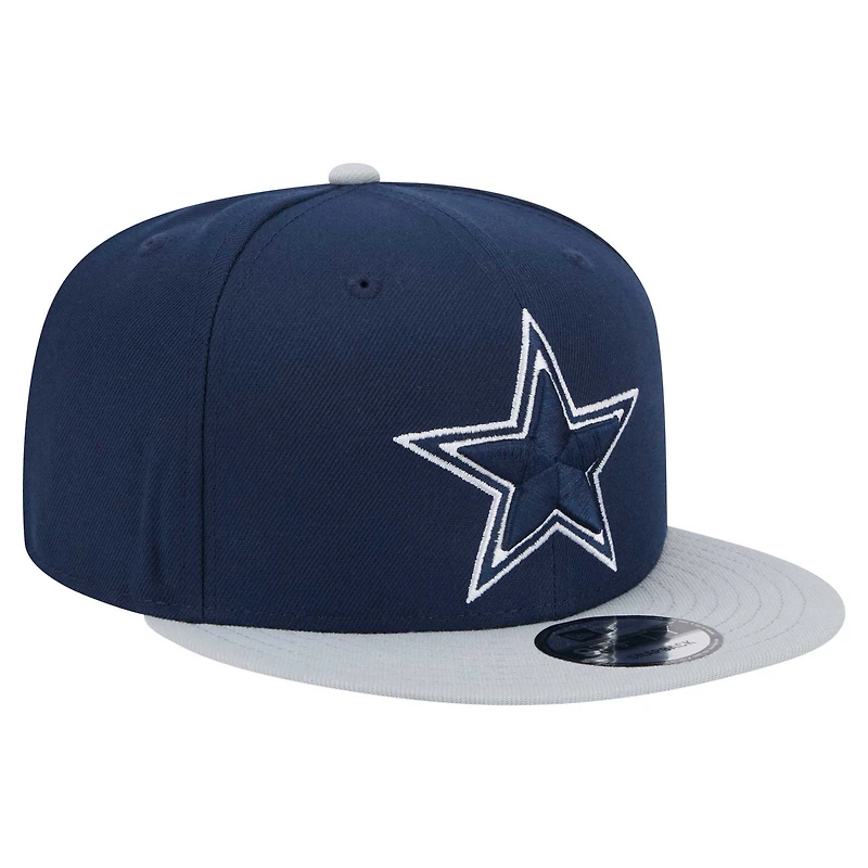 Casquette à visière snapback 9FIFTY Main des Cowboys de Dallas New Era bleu marine/gris pour homme