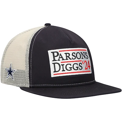 Casquette snapback de golfeur Dallas Cowboys Election Trucker bleu marine/naturel New Era pour homme