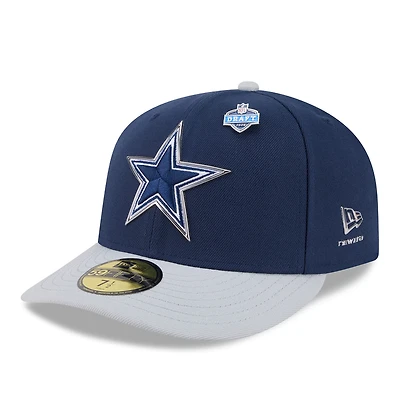 Casquette ajustée New Era 59FIFTY pour homme, bleu marine/argent, Dallas Cowboys, Draft NFL 2026, pré-courbée
