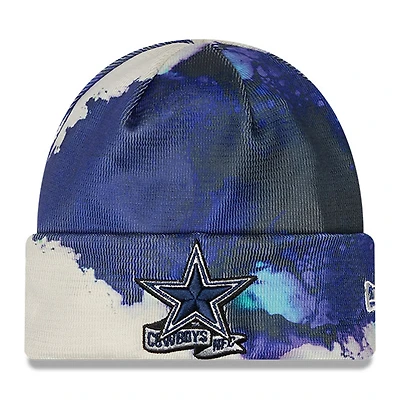 Pour homme New Era Dallas Cowboys 2022 Sideline - Bleu marine - Bonnet en tricot à revers teint à l'encre