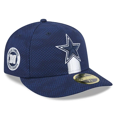 Casquette ajustée 59FIFTY New Era pour hommes des Dallas Cowboys 2024 Sideline Low Profile bleu marine