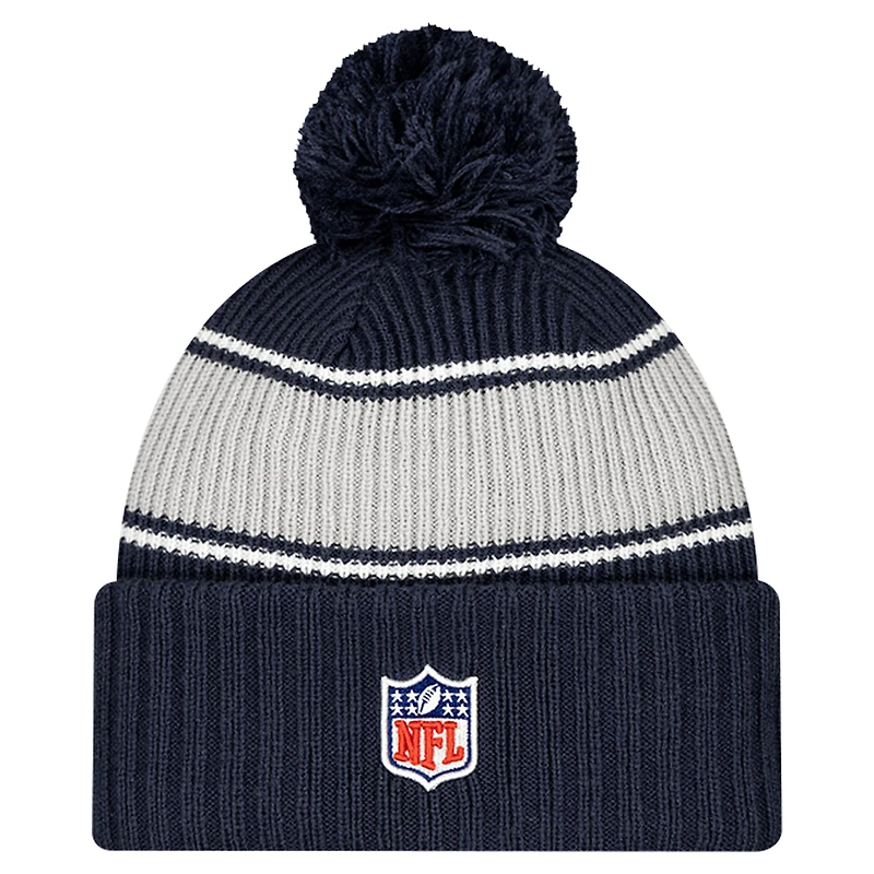 Men's New Era Navy Dallas Cowboys 2024 Sideline Sport Cuffed Knit Hat with Pom