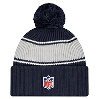 Men's New Era Navy Dallas Cowboys 2024 Sideline Sport Cuffed Knit Hat with Pom