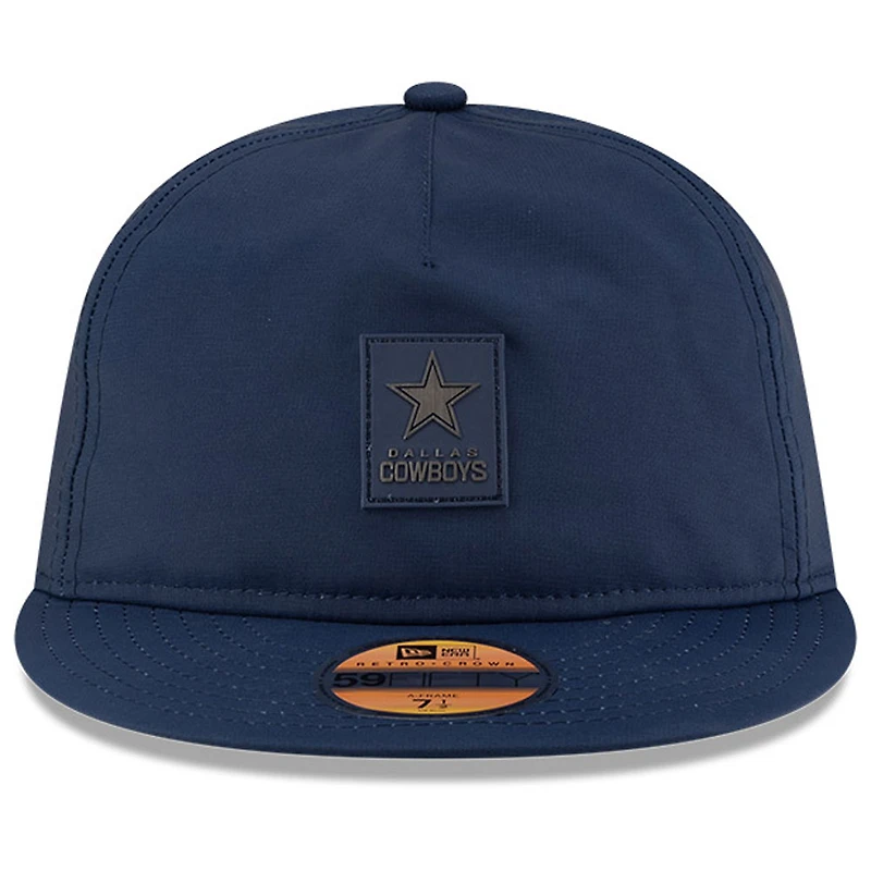 Casquette ajustée New Era 59FIFTY bleu marine Dallas Cowboys 2025 Sideline Retro Crown pour homme
