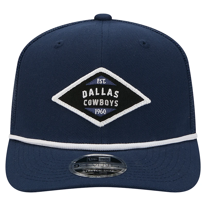 Casquette extensible à pression New Era bleu marine Dallas Cowboys 9SEVENTY Team Rope pour homme