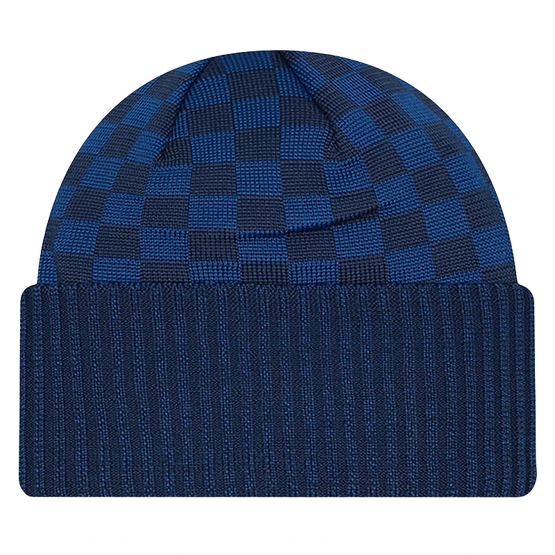 Bonnet en tricot à revers à carreaux bleu marine Dallas Cowboys New Era pour homme
