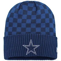 Bonnet en tricot à revers à carreaux bleu marine Dallas Cowboys New Era pour homme