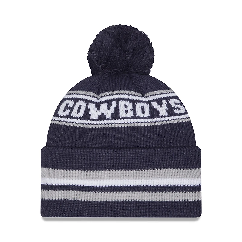 Bonnet classique en tricot à revers avec pompon New Era bleu marine Dallas Cowboys pour homme
