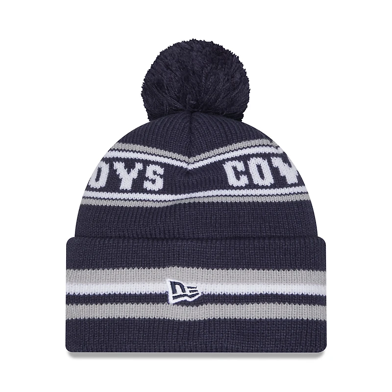 Bonnet classique en tricot à revers avec pompon New Era bleu marine Dallas Cowboys pour homme