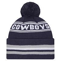Bonnet classique à revers et pompon New Era bleu marine Dallas Cowboys pour homme