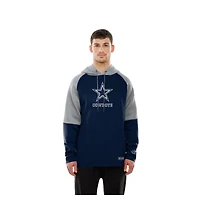 Sweat à capuche raglan blocs de couleurs authentiques des Cowboys Dallas New Era pour homme, bleu marine