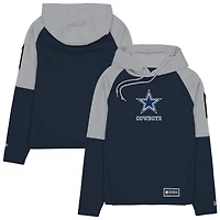 Men's New Era  Navy Dallas Cowboys Combine Authentic Color Block Raglan Pullover Hoodie