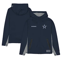 Men's New Era  Navy Dallas Cowboys Combine Authentic Raglan Scuba Full-Zip Hoodie