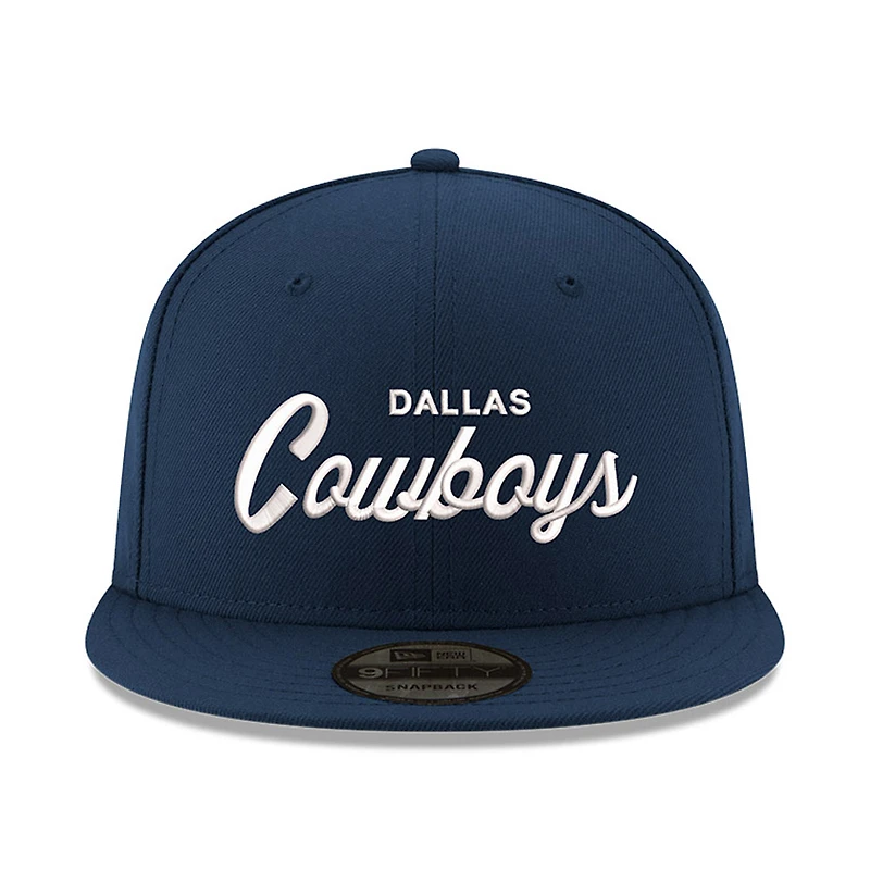 Casquette snapback New Era 9FIFTY pour homme, bleu marine, Dallas Cowboys Core Team Script
