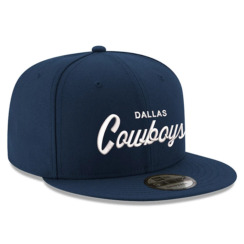 Casquette snapback New Era 9FIFTY pour homme, bleu marine, Dallas Cowboys Core Team Script